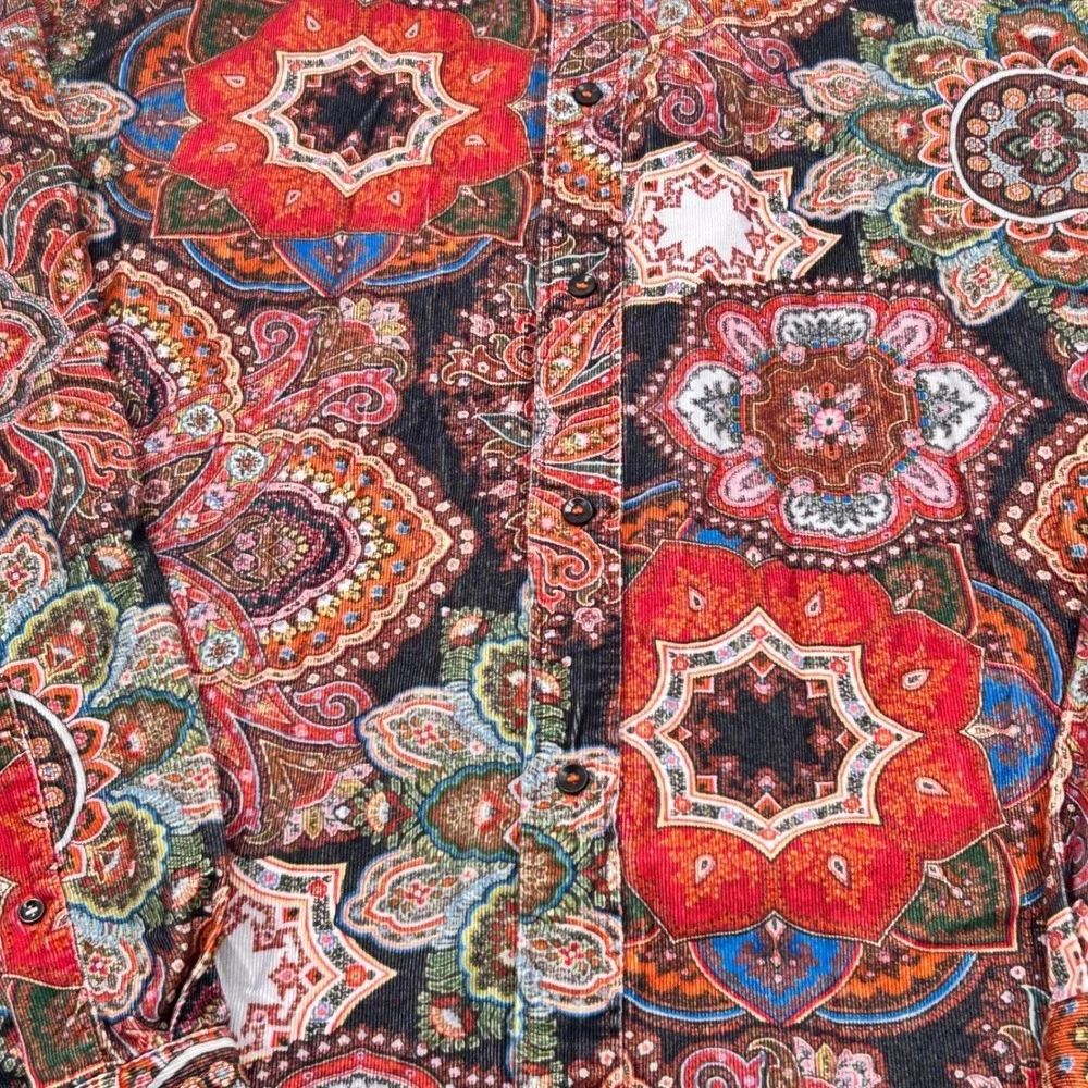 Banana Republic Shirt Mens XXL Tall Multicolor Paisley Corduroy Western Boho
